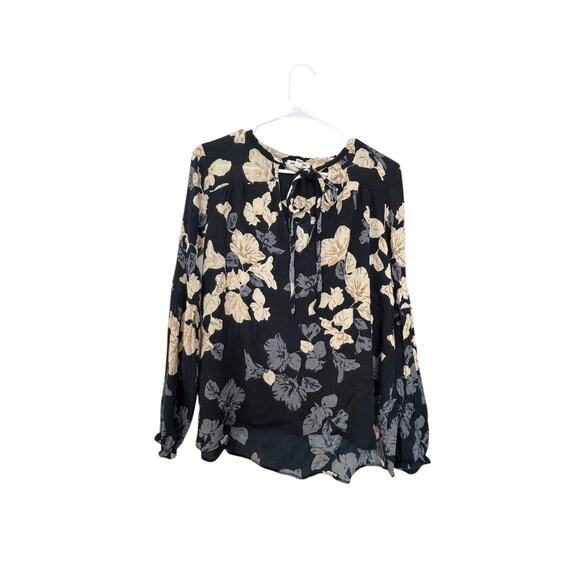 Billabong Women's Free Flowing M Top  Beach Black White Floral Tie Across Chest - Picture 1 of 7